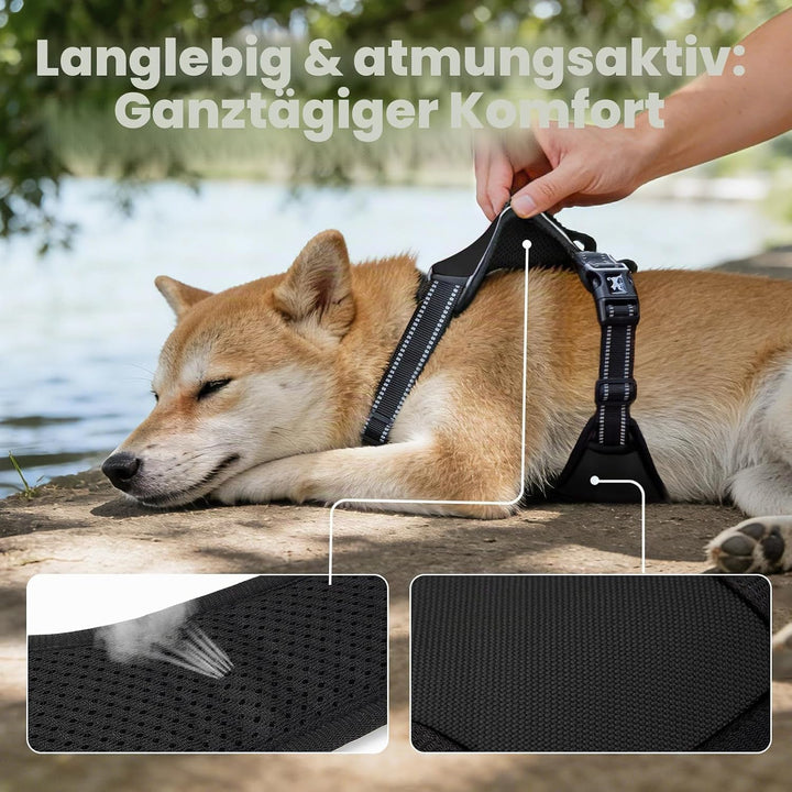 PoyPet No Pull Hundegeschirr, reflektierendes Westengeschirr mit 2 Leinenbefestigungen und einfachem