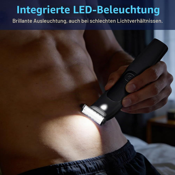 Bartschneider für Männer,Körperhaarschneider mit LED-Anzeige,Nass-und Trockengebrauch,Intimrasierer