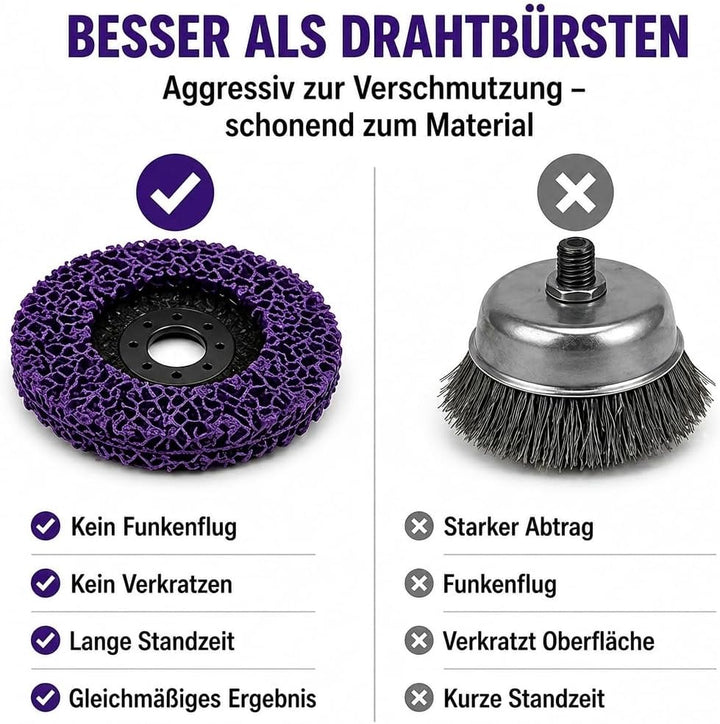 Woltersberger® Reinigungsscheiben Lila für Winkelschleifer Ø115mm Schleifscheiben zur Farbentfernung