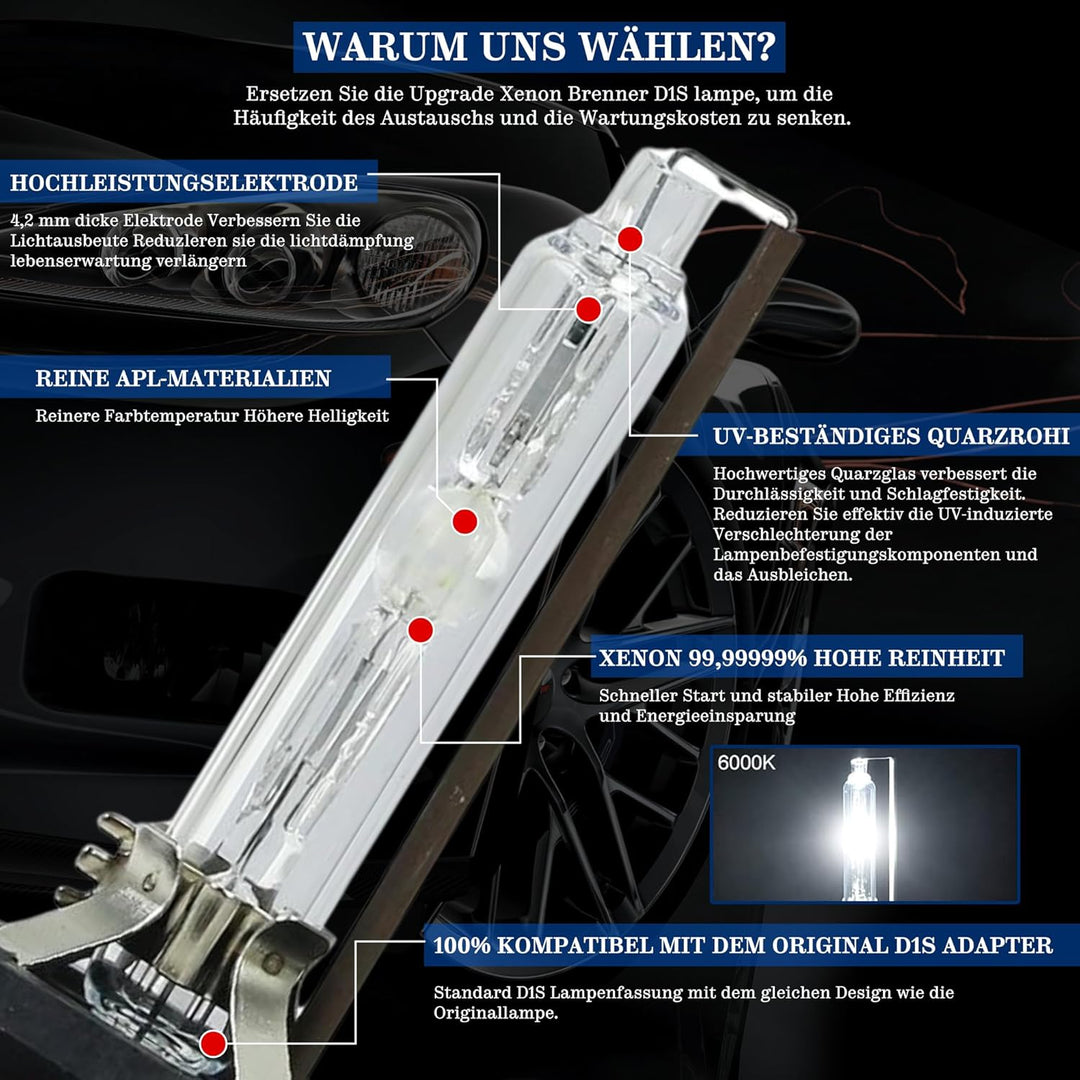 Super Vision D3S Xenon Brenner Scheinwerfer Lampen 6000K 8000K 2x (Weiss), Weiss
