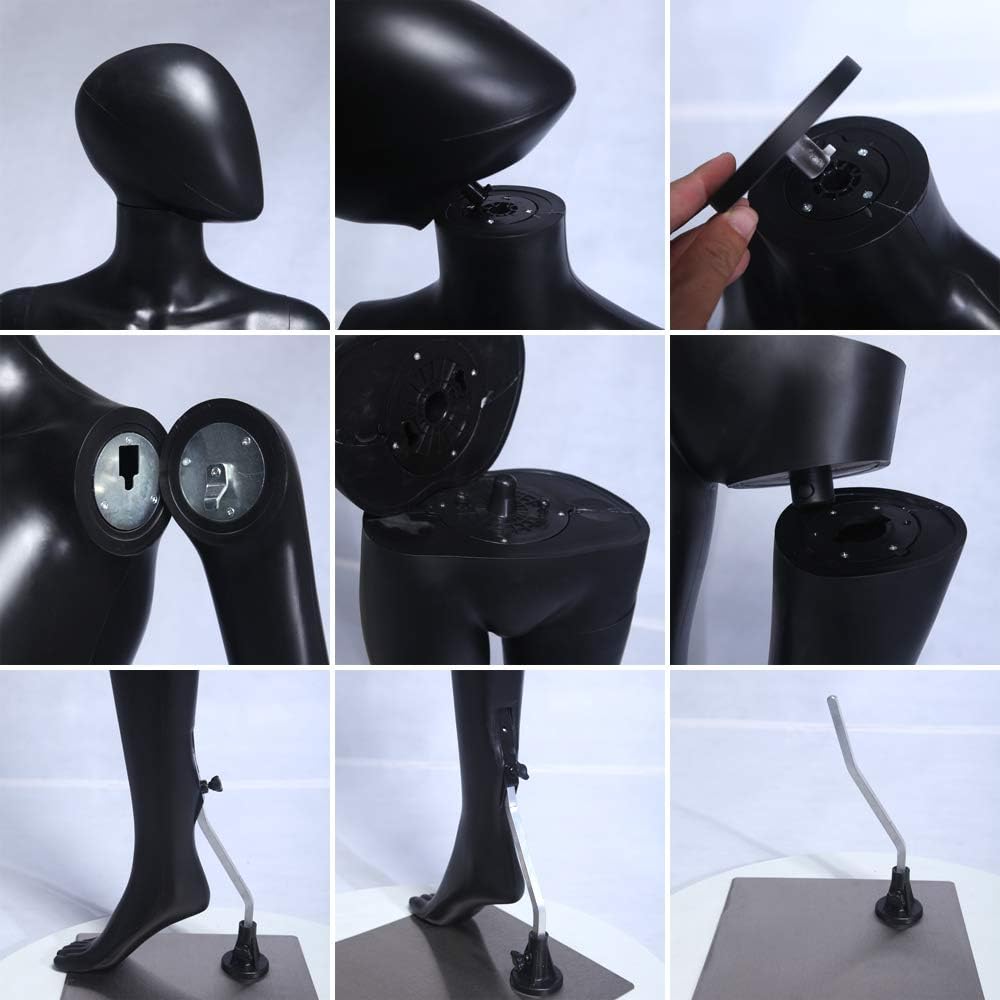 EurotonDisplay FC-11Black schwarz matt abstrakte Schaufensterpuppe mit Metallplatte Egghead ohne Ges