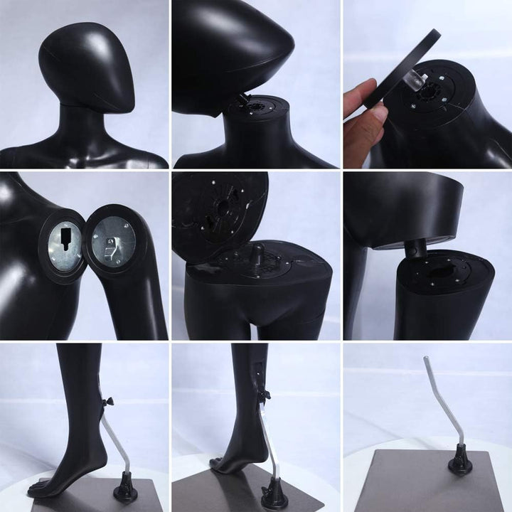 EurotonDisplay FC-11Black schwarz matt abstrakte Schaufensterpuppe mit Metallplatte Egghead ohne Ges