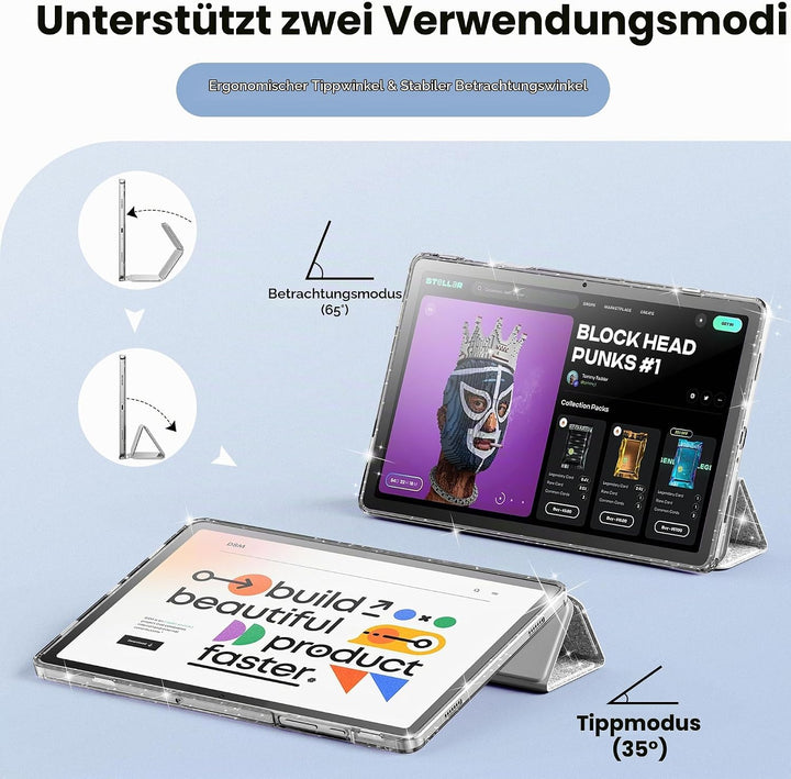 INFILAND Hülle für Samsung Galaxy Tab A11+/A9+11 Zoll (2023/2025),Glitzernde Schutzhülle mit funkeln
