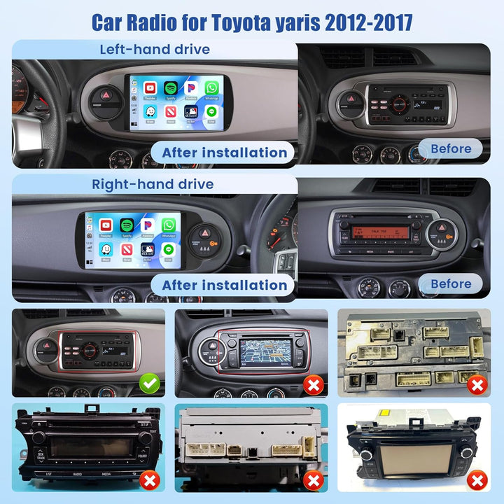 [4G+64G] Inefala Android 15 Autoradio für Toyota Yaris 2012-2017 mit Wireless Carplay Android Auto,