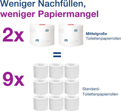 Tork 127530 weiches Midi Toilettenpapier in Advanced Qualität für Tork T6 Toilettenpapier Doppelroll