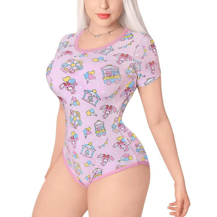 LittleForBig Baumwolle Strampler Onesie Pyjamas Bodysuit-Usagi Pastell Zirkus Strampler XXL Rosa, XX