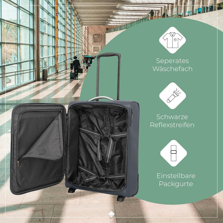 Travelite Handgepäck Koffer mit 2 Rollen für Condor + Ryanair, integriertes Zahlenschloss, Bordtroll