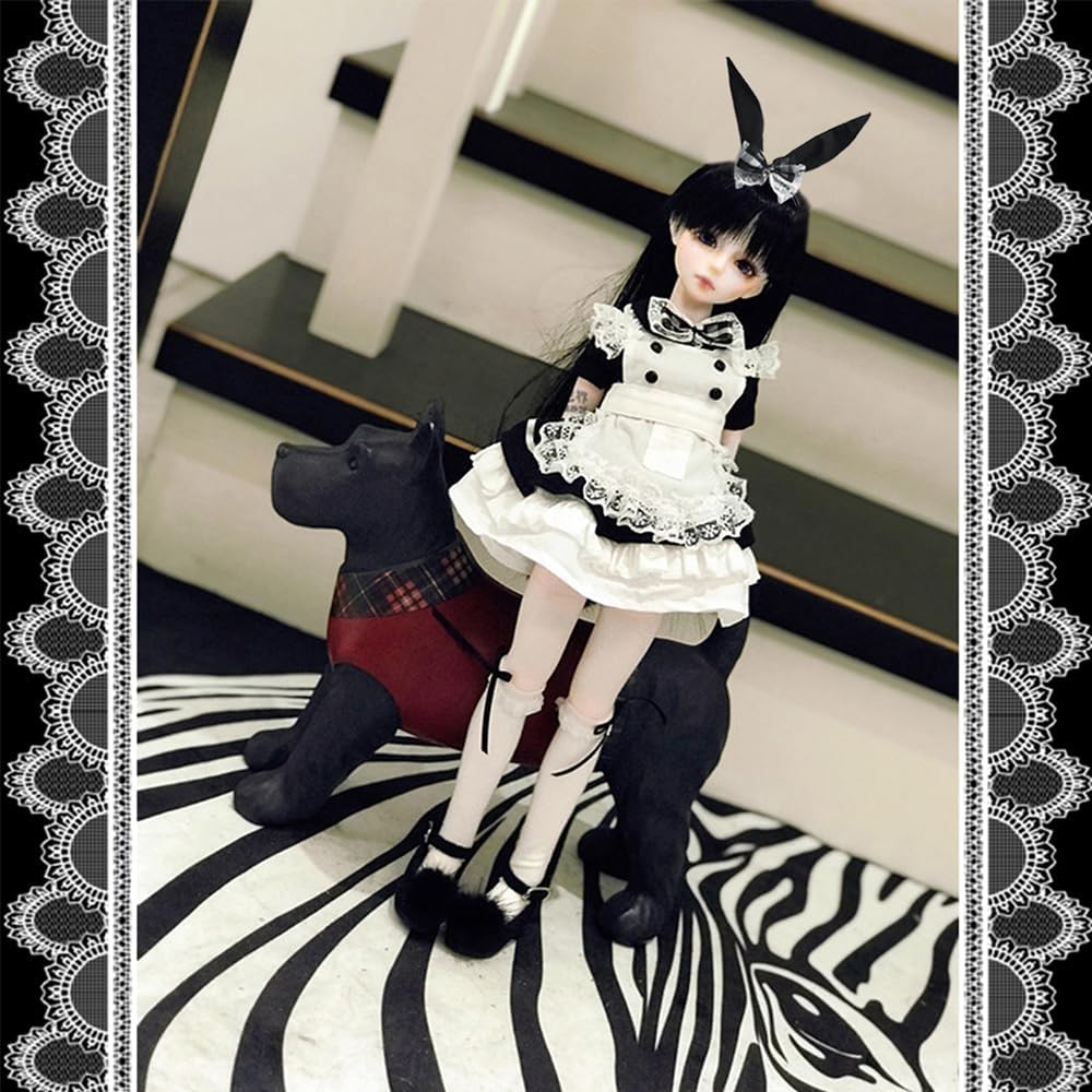 niannyyhouse 1/3 1/4 1/6 BJD Puppen Kleidung Kleid Schürze Kopfschmuck Unterhose Socken Bunny Dienst