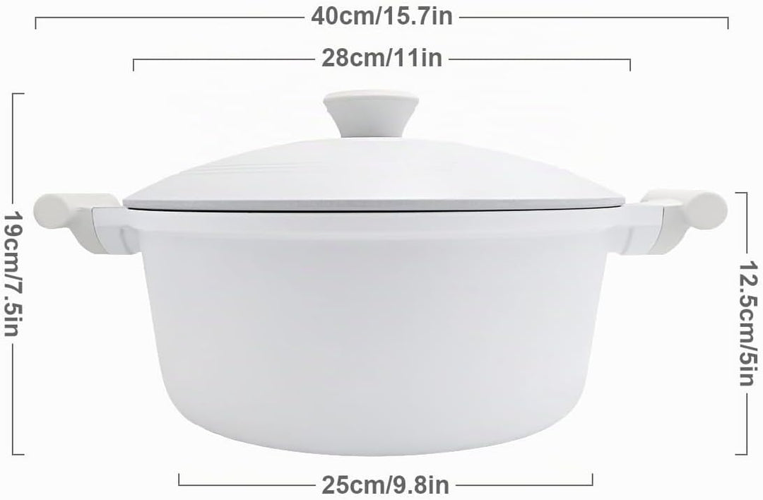 Kochtopf 28cm mit Aluminium Deckel, 7L Antihaft Keramik Beschichtung- Weiss Weiss 7 Liter, Weiss 7 L