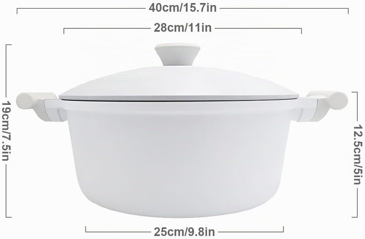 Kochtopf 28cm mit Aluminium Deckel, 7L Antihaft Keramik Beschichtung- Weiss Weiss 7 Liter, Weiss 7 L