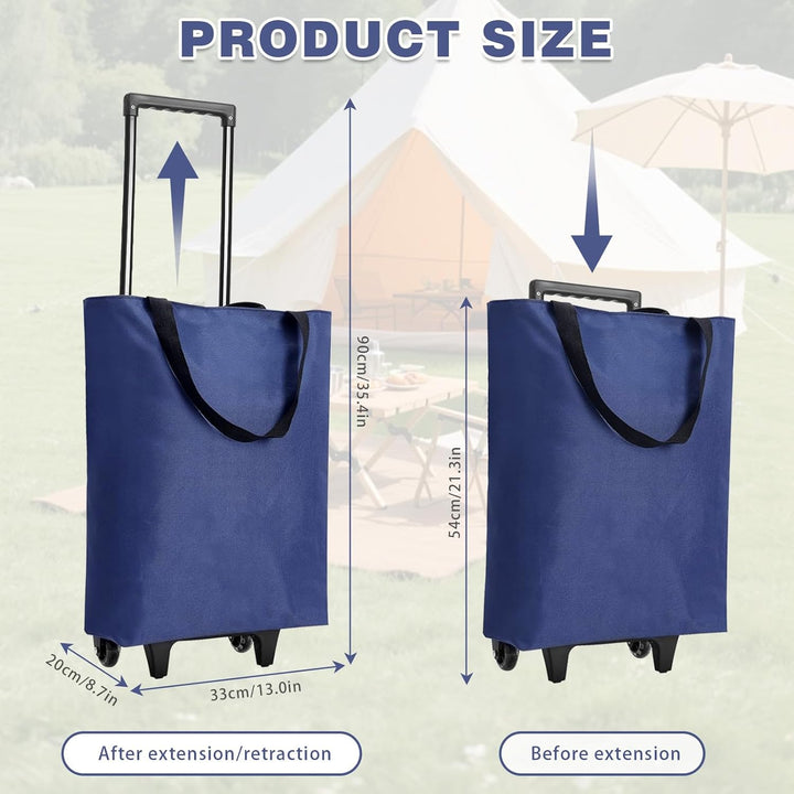 Chingcoo 2-in-1 Einkaufstrolley Klappbar 30L Gross – Leichter Shopping Trolley auf Rollen mit Tasche