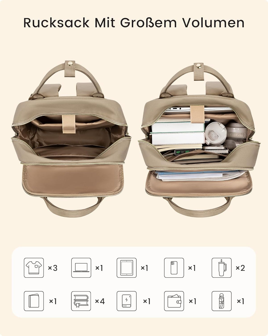 LOVEVOOK Rucksack Damen, 15.6 Zoll Laptop Schulrucksack Teenager mit Grossem Flaschenfach, Uni Schul