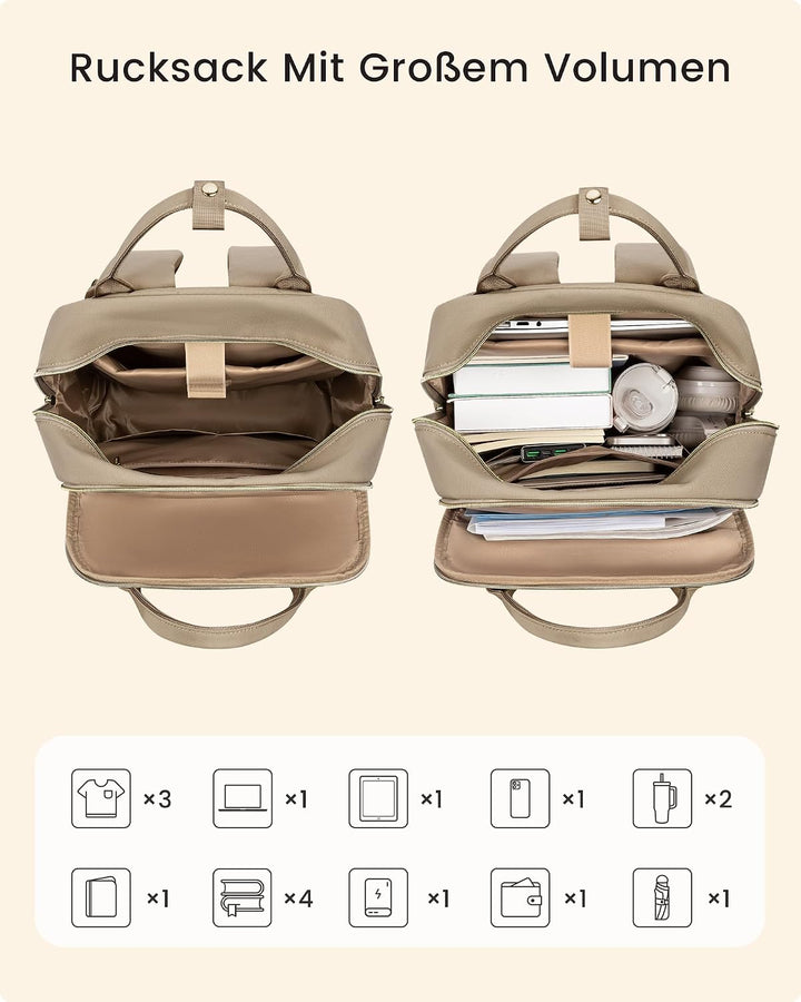 LOVEVOOK Rucksack Damen, 17.3 Zoll Laptop Schulrucksack Teenager mit Grossem Flaschenfach, Wasserdic