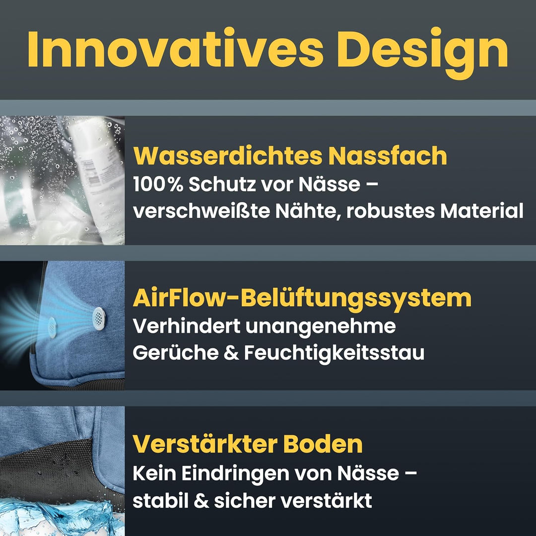 Heldenwerk® Sporttasche & Reisetasche für Damen und Herren gross I Trainingstasche mit Schuhfach und