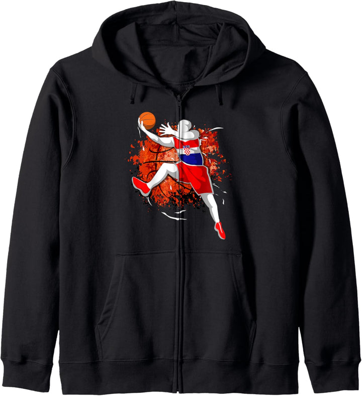 Kroatien Basketball - Kroatische Nationalflagge Sport Art Kapuzenjacke