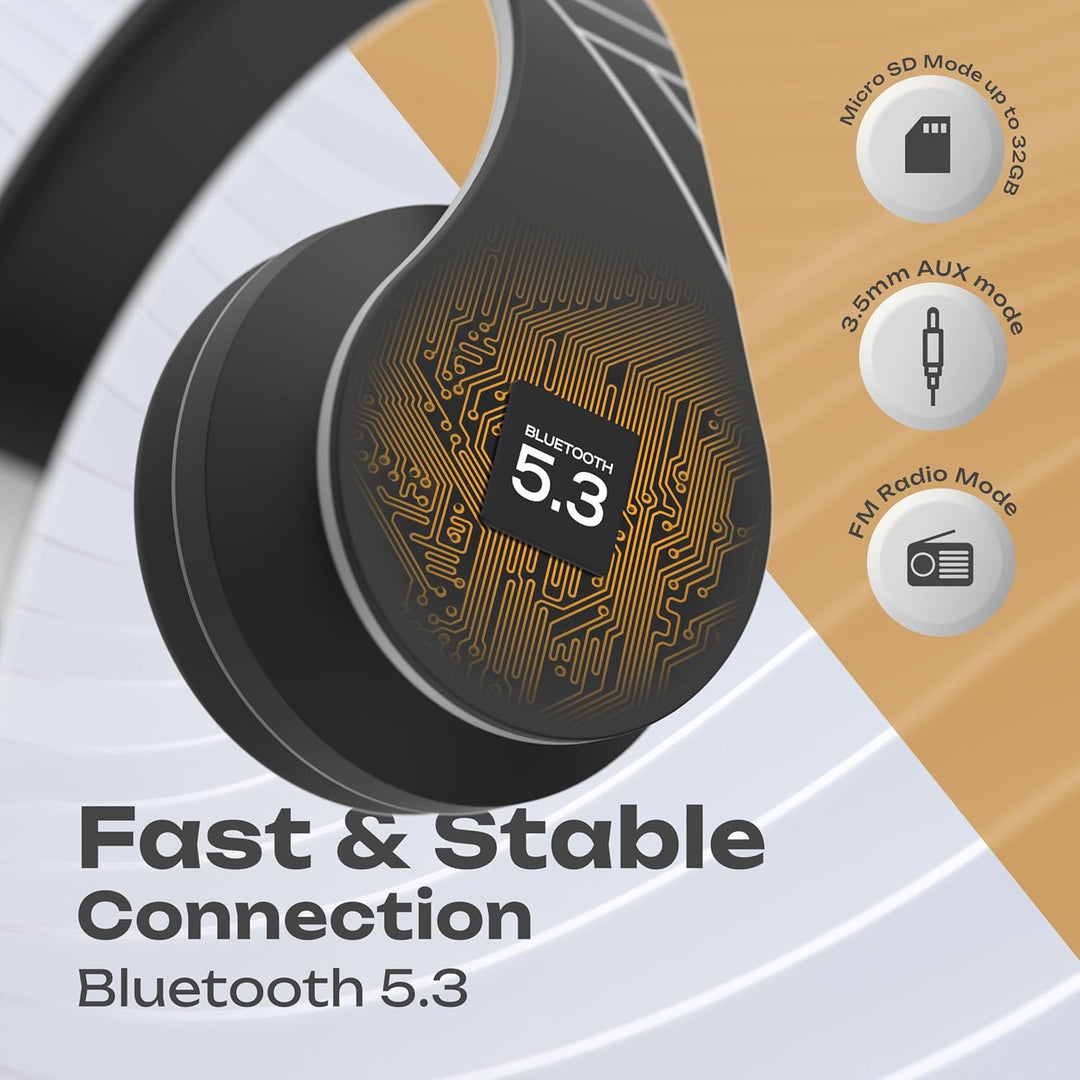 PowerLocus P1 Bluetooth Kopfhörer Kabellos, Wireless 5.0 Bluetooth Kopfhörer Over-Ear, Over Ear Kopf