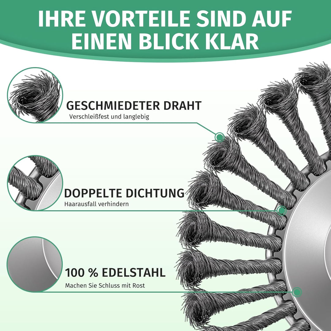 Unkrautbürste für Freischneider – 25,4 mm Bohrung, Stahlbürste, Wildkrautbürste, Ersatztrimmaufsatz
