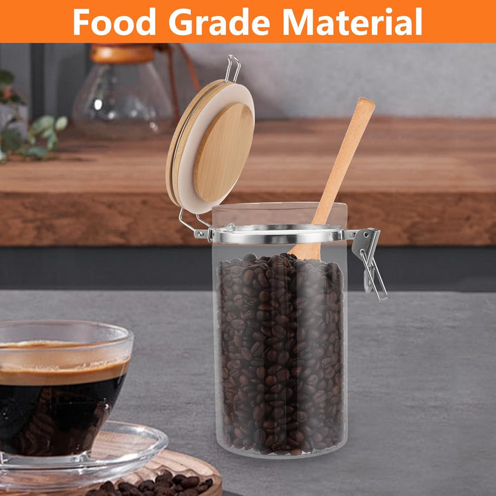 WOPPLXY 3er Set Kaffeebohnen Behälter mit Deckel, 1150ml Kaffeedose Luftdicht, Glas und Bambus Kaffe