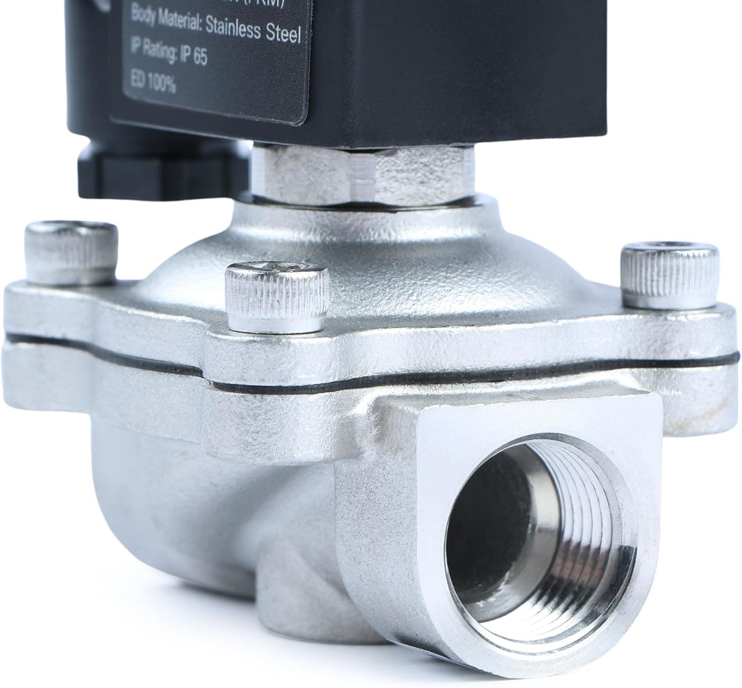 U.S. Solid Solenoid Valve Magnetventil Edelstahl G 1/2" 24V DC Normal geschlossen NC 0-10 bar, venti