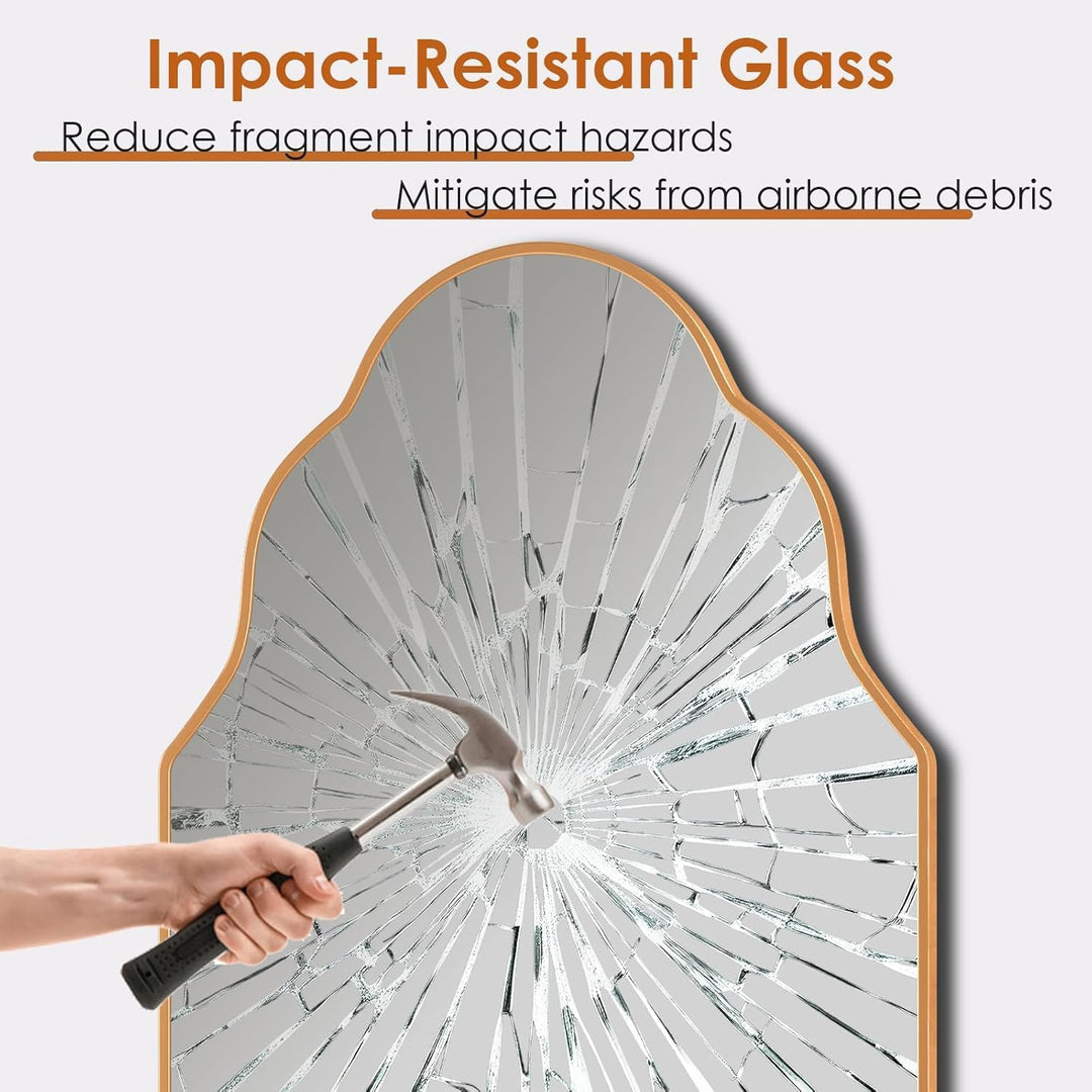 Clevich Spiegel Asymmetrisch 66x116cm Rahmen Alu, HD Glas Wandspiegel, Moderner Dekor-Spiegel, Schla