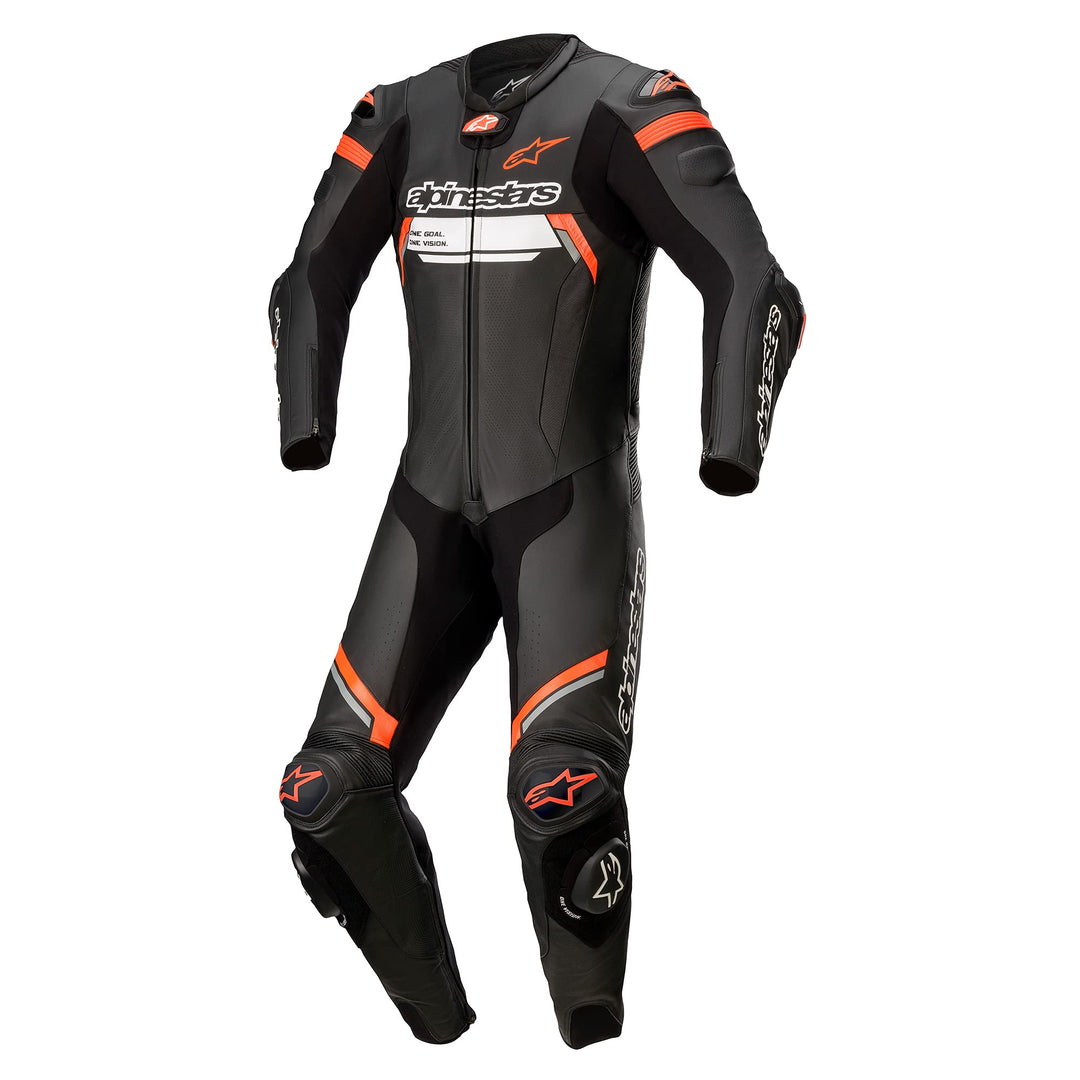 Alpinestars Missile V2 Ignition 1-Teiler Motorrad Lederkombi (Black/Red,56) 56 Schwarz/Rot fluoreszi