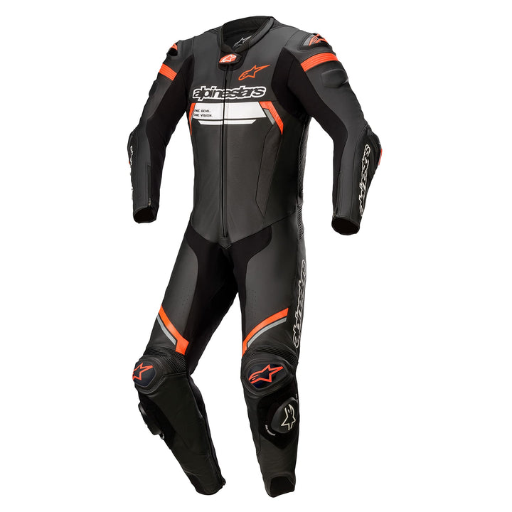 Alpinestars Missile V2 Ignition 1-Teiler Motorrad Lederkombi (Black/Red,56) 56 Schwarz/Rot fluoreszi