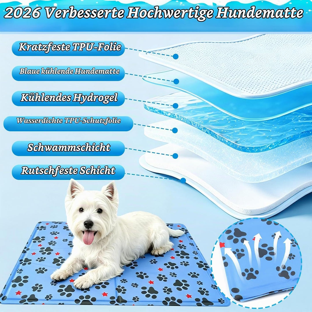 Kühlmatte Hund 50 x 40 cm, Kühlmatte für Hunde &amp; Katzen Faltbare, Kühldecke für Haustiere Leicht Rei