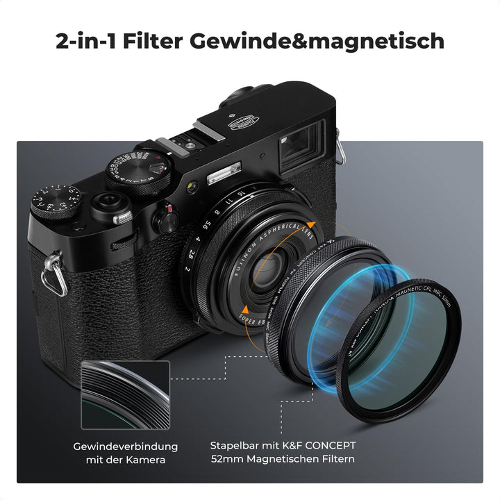 K&F CONCEPT Black-Mist 1/4 Filter Kompatibel mit Fujifilm Kamera X100-Serie,Black Promist 1/4 Filter