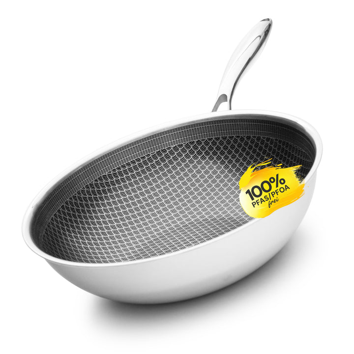 MISO Diamond Dust Keramikbeschichtete Wokpfanne 28 cm | Wokpfanne Induktion – PFOA-frei, kratzfest,