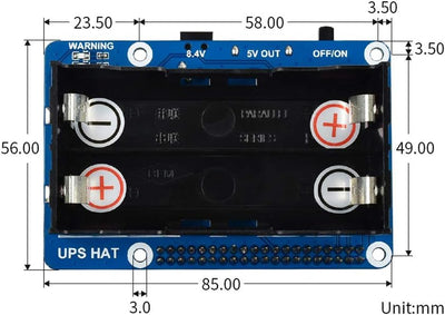 UPS HAT for Raspberry Pi Series Boards Support 5V Uninterruptible Power Supply Charge and Power Outp