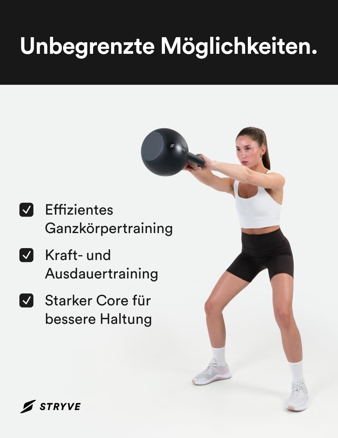 STRYVE Competition Kettlebell 4-16 Kg, hochwertige Kugelhantel aus Gusseisen inkl. Trainingsplan 10
