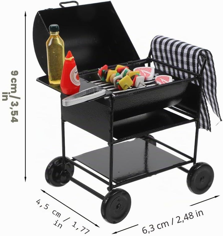 DOITOOL 1 Set Puppenhaus Miniatur Grill BBQ, Schwarzes Legierungs-Miniaturgrill-Modell, Puppenhaus Z