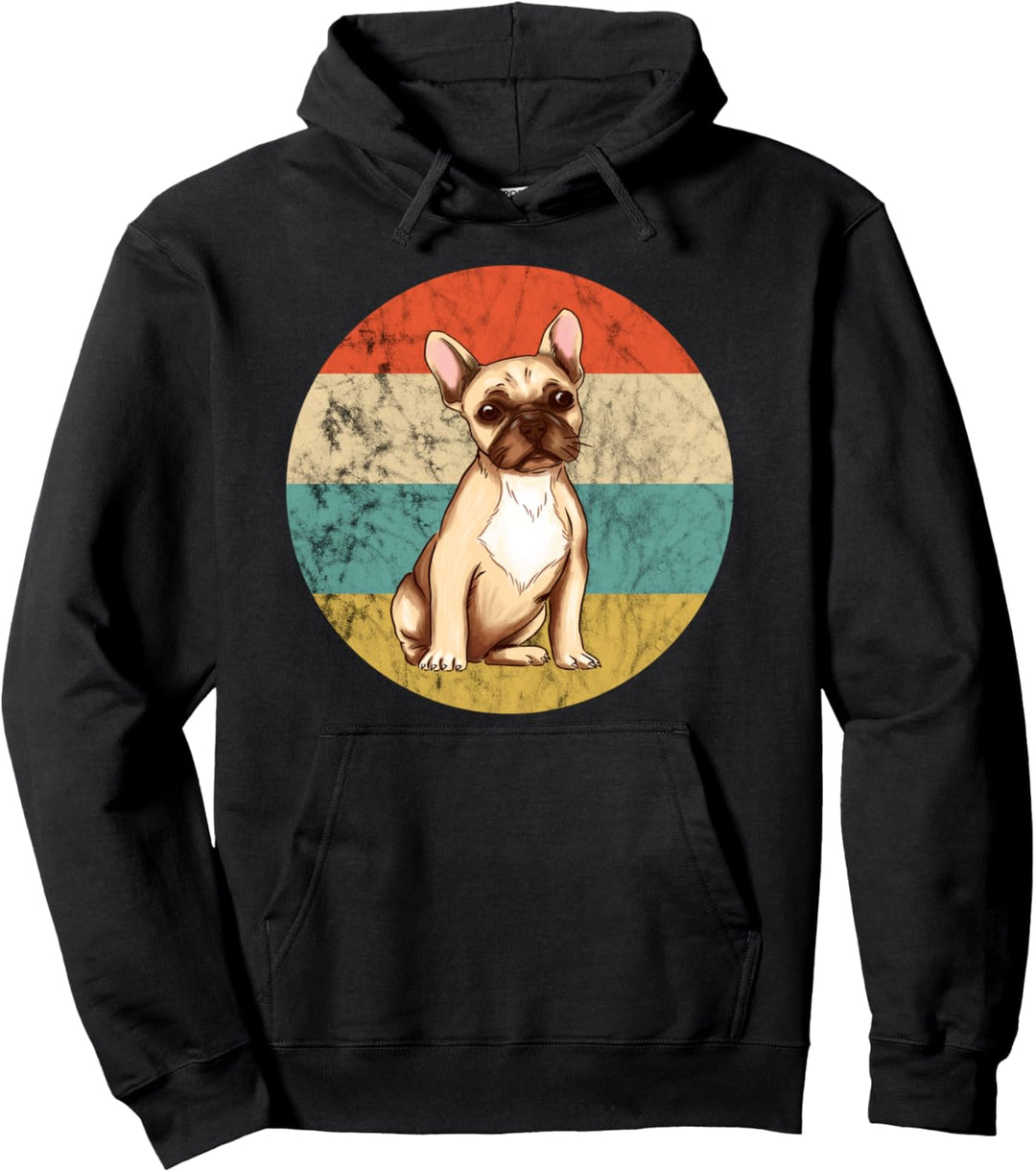 Französische Bulldogge Hunde Welpe Frenchie Retro Sunset Pullover Hoodie