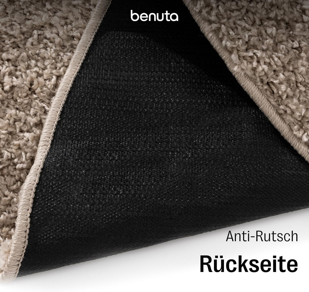 benuta pop Hochflorteppich Soho - Kunstfaser - Rund & im Style:  Uni - Pflegeleicht für Wohnzimmer S
