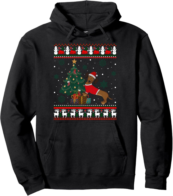 Weihnachtspullover mit Dackel-Motiv, Weihnachtsgeschenk Pullover Hoodie