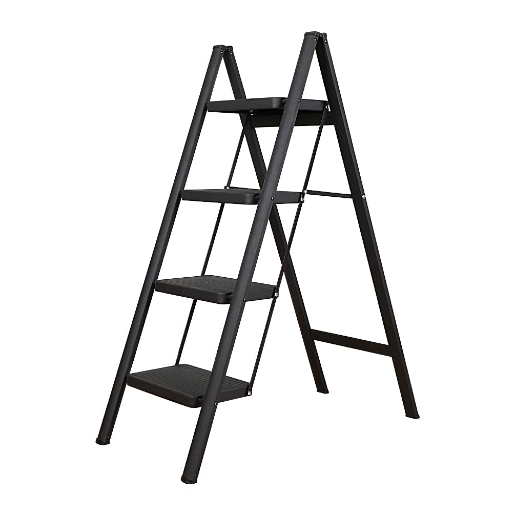 BAOYOUNI Trittleiter 4 Stufen Klappbar Haushaltsleiter Leiter Rutschfeste Stufenleiter 20 cm Breite