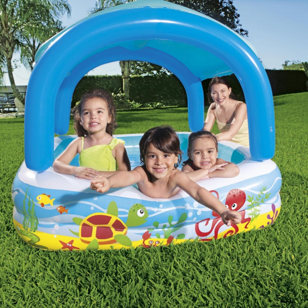 Bestway Planschbecken „Pavillon“ 140 x 140 x 114 cm, Quadratisch, Mehrfarbig, ab 2 Jahren