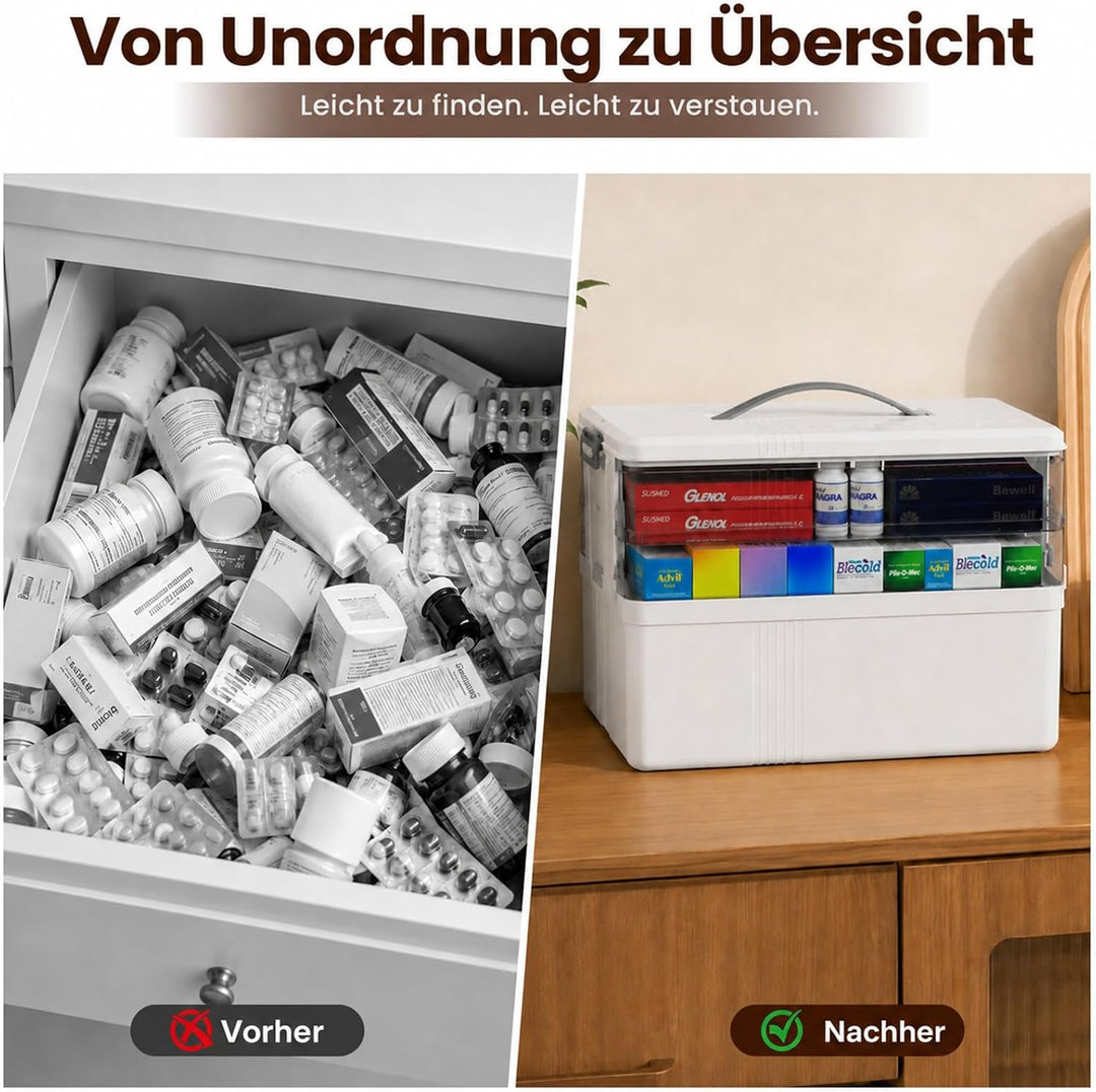 3-stöckige Medikamenten Aufbewahrung gross, Hausapotheke Kunststoff | Hausapotheke aus Kunststoff mi