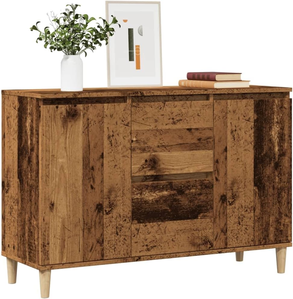 vidaXL Sideboard, Kommode mit 2 Schubladen 2 Türen, Anrichte Schrank für Wohnzimmer, Beistellschrank