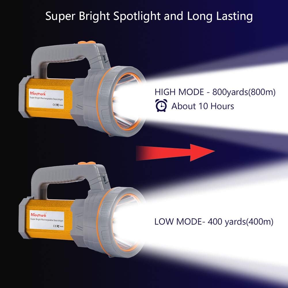 MAYTHANK Super Helle Led Suchscheinwerfer Wiederaufladbare Taschenlampe Batterien betrieben 10000mah