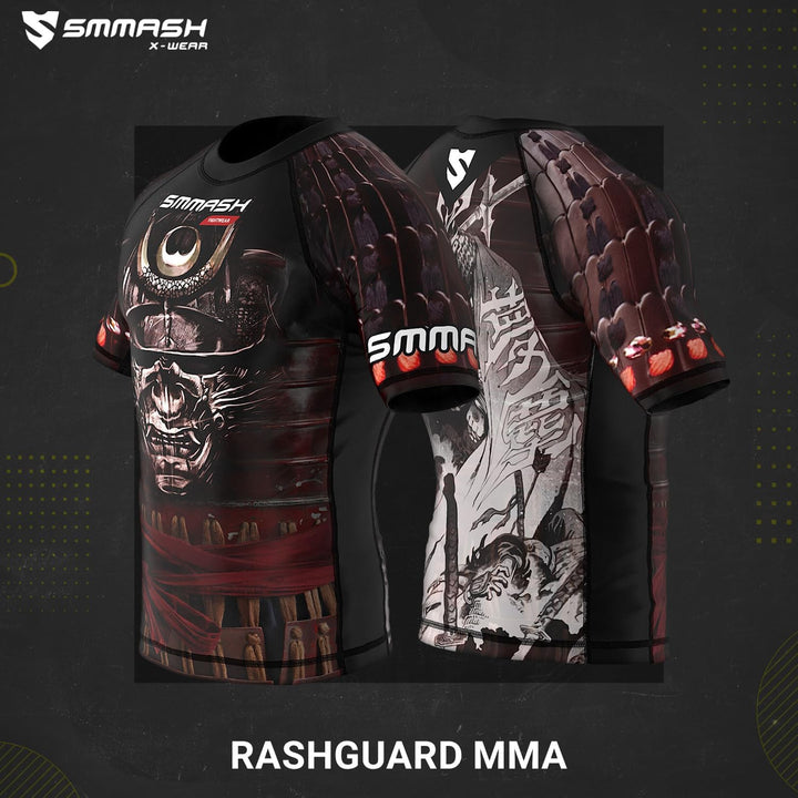 SMMASH Funktionsshirt Herren Rashguard Kurzarm Sportshirt MMA Thaibox Muay Thai Kickboxen Atmungsakt