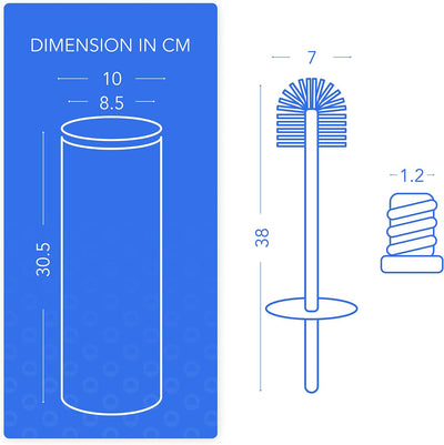Bamodi Edelstahl Klobürste und Behälter | Mit Spritzschutz und 2 Ersatzbürstenköpfen – Blau Toilette
