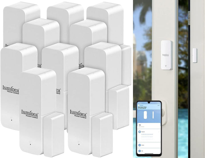 Luminea Home Control Fensterkontakt: 10er-Set ZigBee-Tür- & Fensteralarme, Alexa, Google Assist., Si