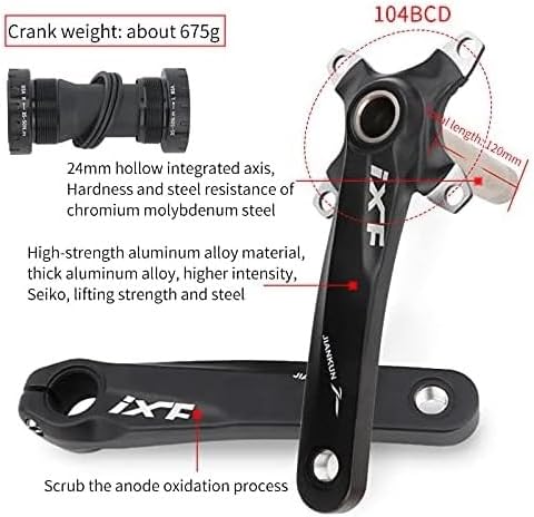 PLATTBK MTB 170 mm Kurbelgarnitur mit 104 BCD 32T/34T/36T/38T Kettenblatt, Kurbelgarnituren Single S