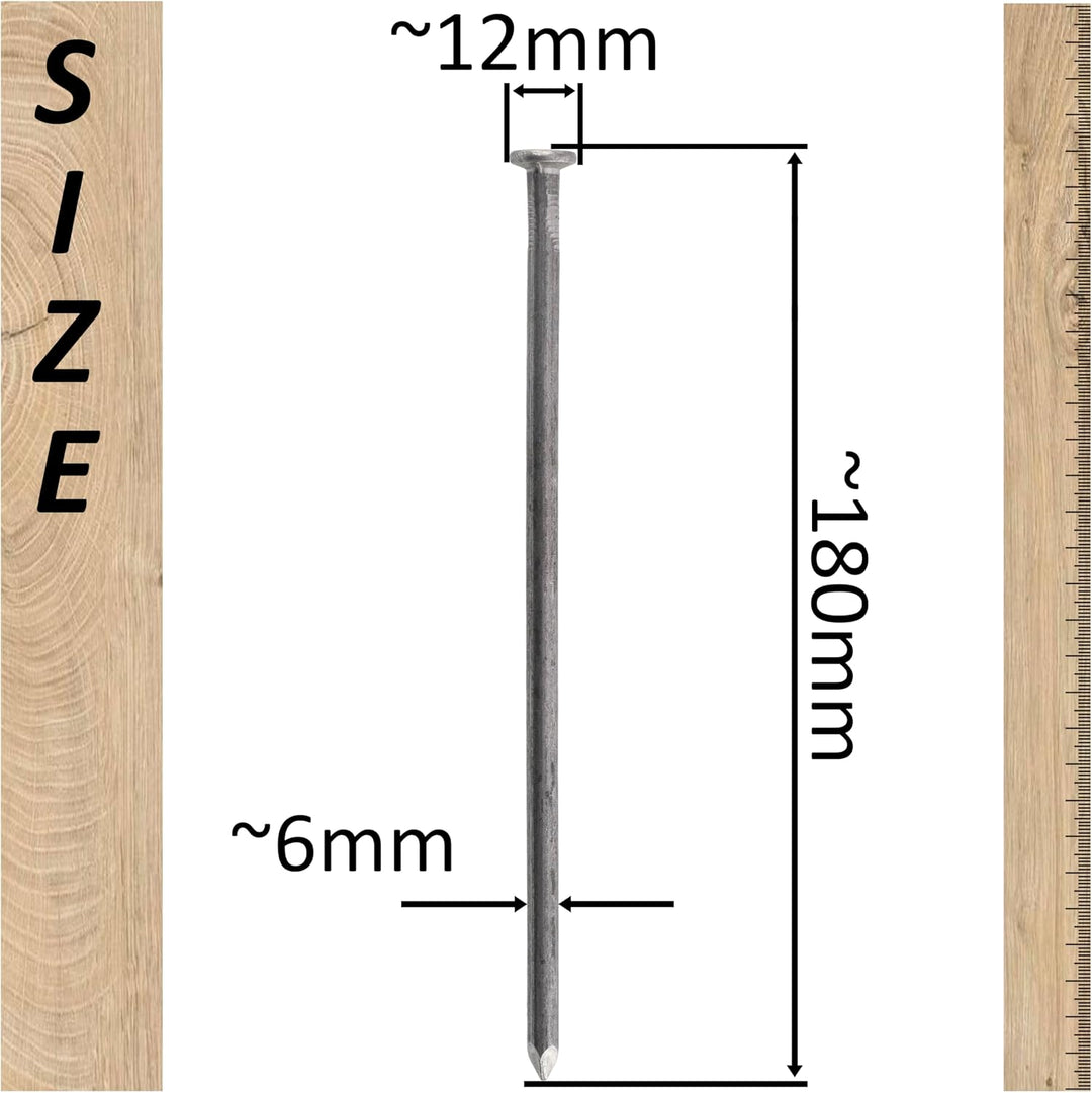 AERZETIX - C70866 - Set mit 50 Flachkopfnägeln Ø6x180 mm - Kopfdurchmesser Ø12 mm - aus stahl - silb