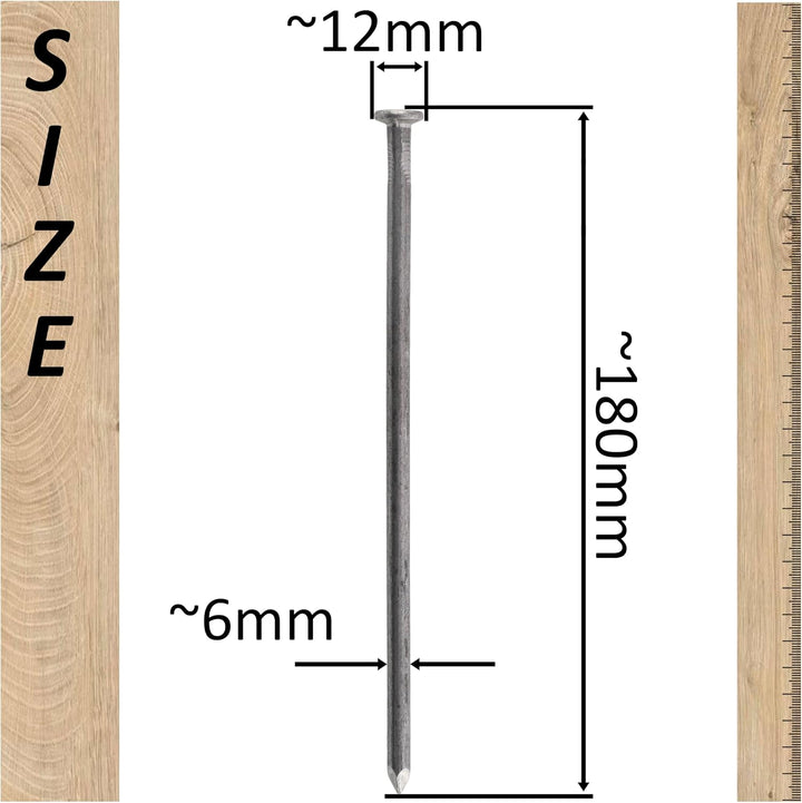 AERZETIX - C70866 - Set mit 50 Flachkopfnägeln Ø6x180 mm - Kopfdurchmesser Ø12 mm - aus stahl - silb