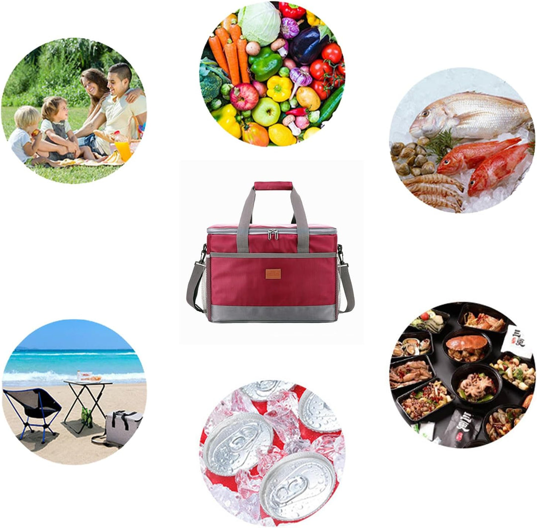 Grosse Faltbar Thermotasche, 36L Kühltasche, Lunchtasche, Picknicktasche, mit Verstellbaren Schulter