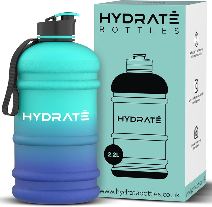 HYDRATE 2,2 Liter Trinkflasche Sport – langlebig und extra stark – BPA-frei – ideal für: Fitnessstud