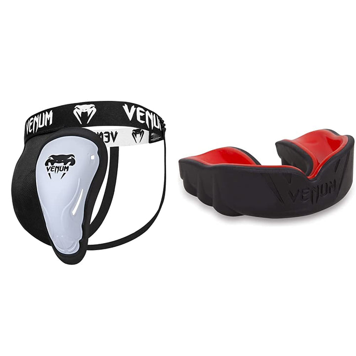 Venum Erwachsene Tiefschutz Challenger Schwarz/Rot M Tiefschutz + Zahnschutz Schwarz/Rot, Schwarz/Ro