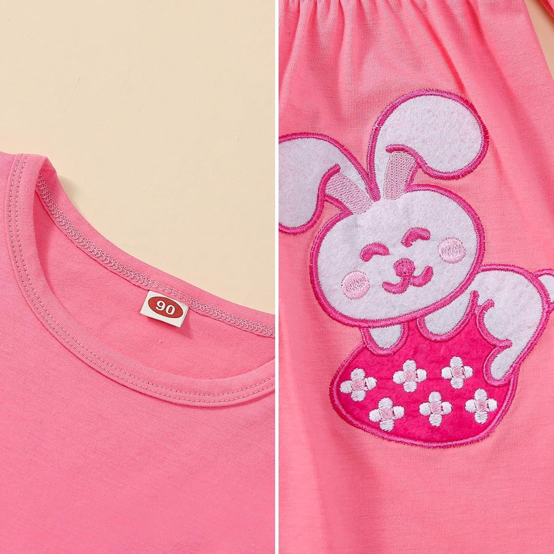 Baby Mädchen Oster Outfit Kleinkind Langarm Hase Kleid + Hase Hosen und Bogen Stirnband für Oster Ge